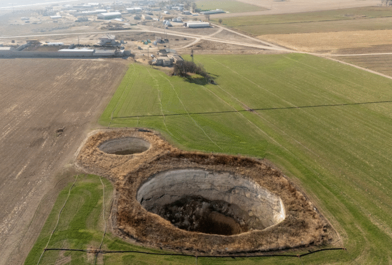 Sink holes from over-watering farmers’ fields